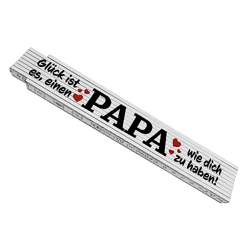 Glück einen Papa wie dich zu haben Meterstab aus Holz ein praktischer Zollstock als schöne Geschenkidee zum Vatertag oder zu Weihnachten für Väter