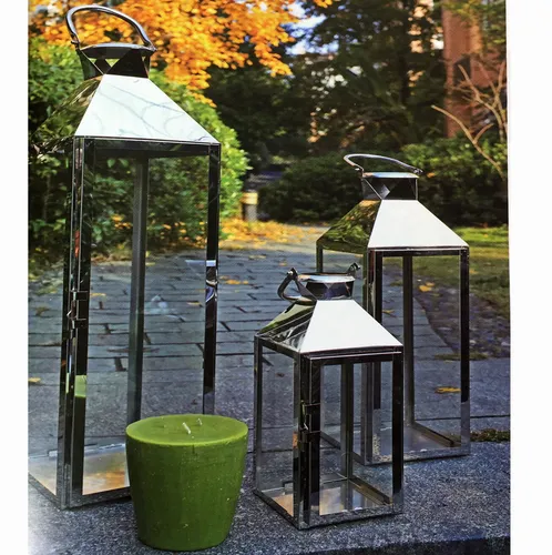 INDA-Exclusiv Luxus XXL Gartenlaternen Set - 3er Set Edelstahl Laternen in verschiedenen Größen (24/40/53cm), rostfrei und ideal für jeden Einrichtungsstil - perfekt für stimmungsvolle Gartenbeleuchtung.