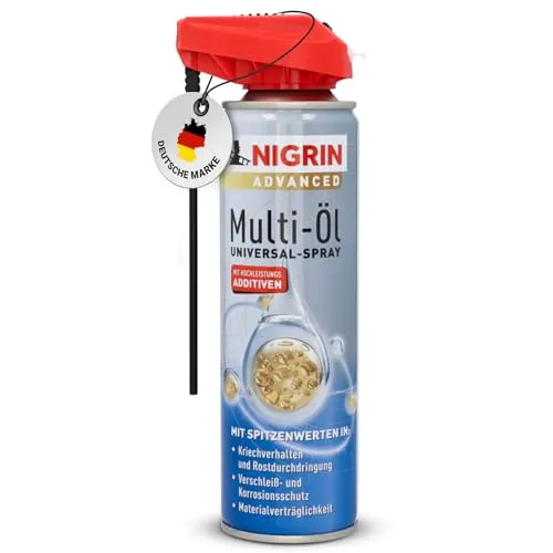 NIGRIN Advanced Multi-Öl, Multifunktionsöl, herausragende Schmierwirkung und Kriecheigenschaft, Verschleiß- und Korrosionsschutz, reinigt Kunststoff und Metall, 250 ml