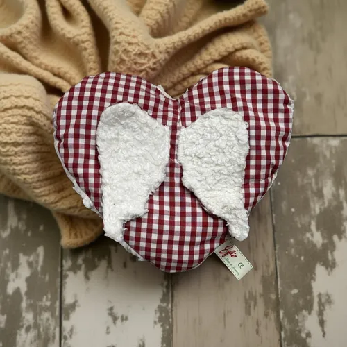 Efie Kirschkern Wärmekissen Herz Engelflügel KbA Baumwolle Bettwärmer Kühlkissen