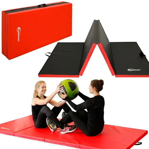 XXL Weichbodenmatte 220x110x5cm - Faltbare Turnmatte für sicheren Sport - Sportmatte für Kinder und Erwachsene, extra weich mit 5 cm Dicke für schmerzfreies Training. Ideal für Turnen, Akrobatik und Judo, leicht transportierbar und geruchsneutral.