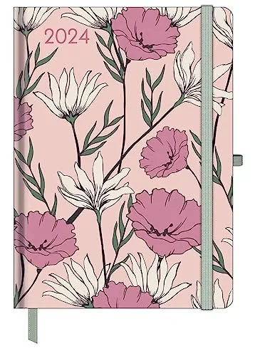 GreenLine Diary Floral 2024 - Buchkalender - Taschenkalender - 16x22