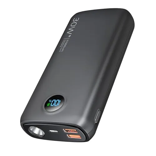 debopo Power Bank, 27000mAh 30W PD3.0 QC4.0 4.5A Schnelles Aufladen, USB C Eingang und Ausgang Externer Akku mit 3W Heller Taschenlampe, Led Display für Smartphone, Tablets und mehr