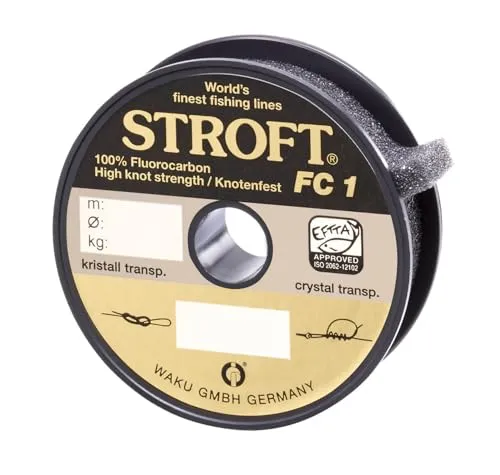 WAKU STROFT FC1 Fluorocarbon Angelschnur 100m - Nylon-Angelschnüre, unsichtbar im Wasser und hohe Abriebfestigkeit für erfolgreiches Angeln.
