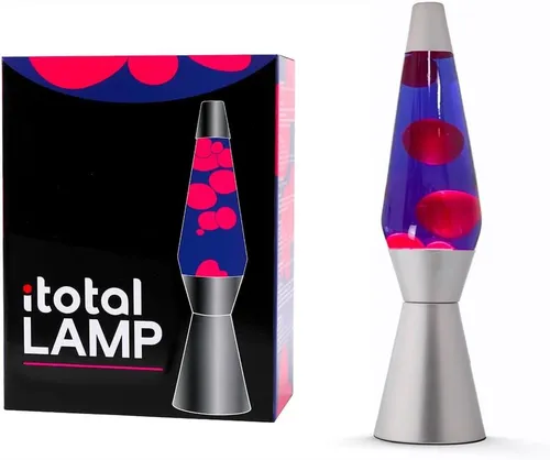 I-TOTAL Lavalampe Magie Lavaspektakel Gold Azul Fucsia - Lavalampen: Retro-Design trifft auf modernes Ambiente – Schaffen Sie eine Wohlfühlatmosphäre mit dieser einzigartigen Lava-Lampe im Stil der 60er Jahre, die eine faszinierende Farbshow bietet.