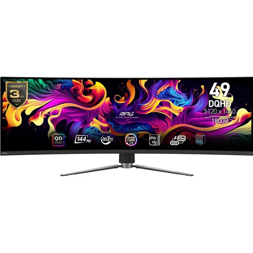 MSI MPG 491CQPDE LCD-Monitor - 49-Zoll QDOLED Gaming-Monitor mit 144 Hz Bildwiederholfrequenz und DQHD-Auflösung für flüssiges Gaming ohne Verzögerungen.