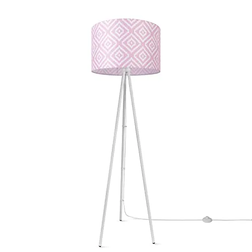 Moderne Stehlampe E27 mit geometrischem Stoffschirm von Paco Home
