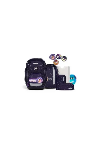 ergobag Pack Set Bundle AW24/25, ergonomischer Schulrucksack für die 1. Klasse - SternguckBär, Lila - Praktisches 7-teiliges Set für Grundschüler mit durchdachten Fächern, stabiler Bodenwanne und reflektierenden Elementen für Sicherheit. Individuell anpassbar mit Kletties für einen einzigartigen Look.