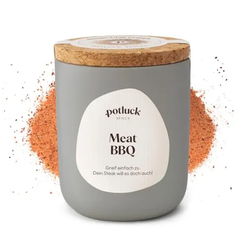 Potluck | Meat BBQ | Gewürzsalz im Keramiktopf | 150g | Vegan, glutenfrei und mit natürlichen Inhaltsstoffen