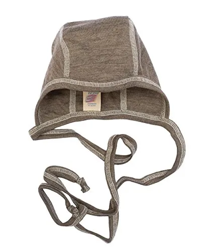 Baby Häubchen Wolle & Seide, Engel Natur, Gr. 50/56-74/80, 3 Farben (74/80, Walnuss)