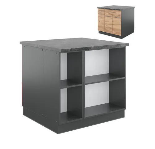 Vicco Kücheninsel Fame-Line 90 cm - Hochglanz Küchenblock - Einbauküchen-Komponenten mit modernen Hochglanzfronten und Softclose-Scharnieren für höchsten Komfort in der Nutzung.