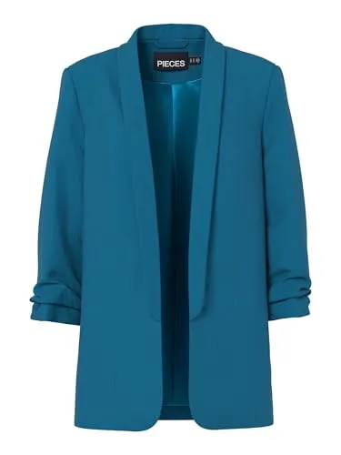 PIECES Damen Pcboss Noos 3/4 Blazer, Deep Lagoon, S - Eleganter 3/4-Ärmel Blazer für Damen, reguläre Passform aus hochwertigem Material für optimalen Tragekomfort. Perfekt für stilvolle Outfits im Büro oder in der Freizeit.