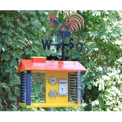 WISSNER aktiv lernen Wetterhäuschen mit Instrumenten - Wetterstation (60 x 40 x 60 cm) mit drehbarem Wetterhahn, Regenmesser und Max-Min-Thermometer. Hergestellt aus UV-beständigem Kunststoff für langlebige Nutzung im Freien.