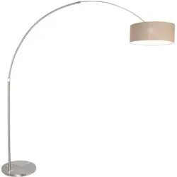 Elegante Stehleuchte Bogenleuchte Grau 200 cm - Moderne Stehleuchte aus Metall mit hochwertigem Leinen-Schirm, höhenverstellbar und ideal für stimmungsvolles Licht im Schlafzimmer oder Wohnzimmer.