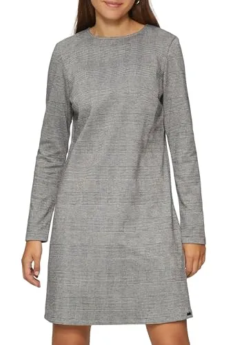 QS Minikleid - Kurzes gemustertes Kleid aus Interlockjersey in Grau - Elegantes Slim Fit Kleid in XS (34) aus hochwertigem Interlockjersey, ideal für besondere Anlässe oder den Alltag.