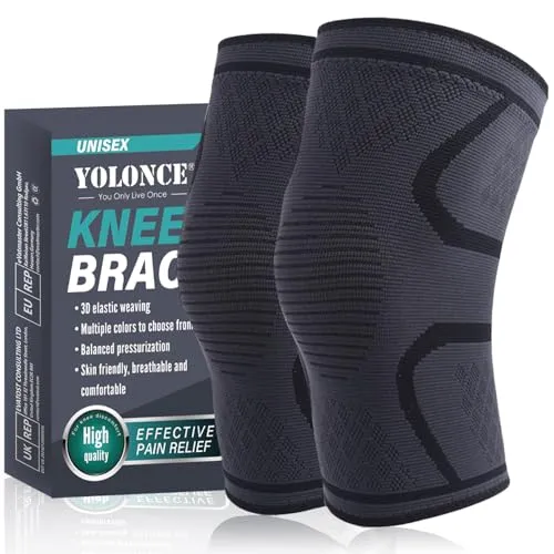 Impoditiongs 1Paar Einstellbare Kniestütze,Sport kniestütze Bandage,Kniebandage für Männer und Damen,Kompression Kniestütze mit Riemen,für Laufen,Radfahren,Wandern, Fußball(schwarz,M)