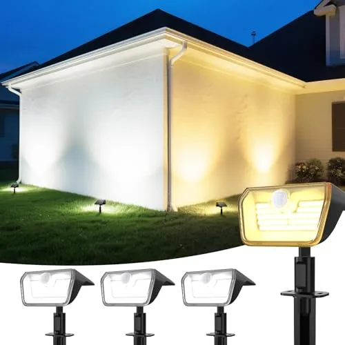 Linkind Solarlampen 2 in 1 mit Bewegungsmelder - Wegeleuchten mit 60 ultra-hellen LEDs und IP67 Wetterfestigkeit, ideal für sichere Beleuchtung im Außenbereich, wählbare Lichtmodi und einfache Installation ohne Kabel.