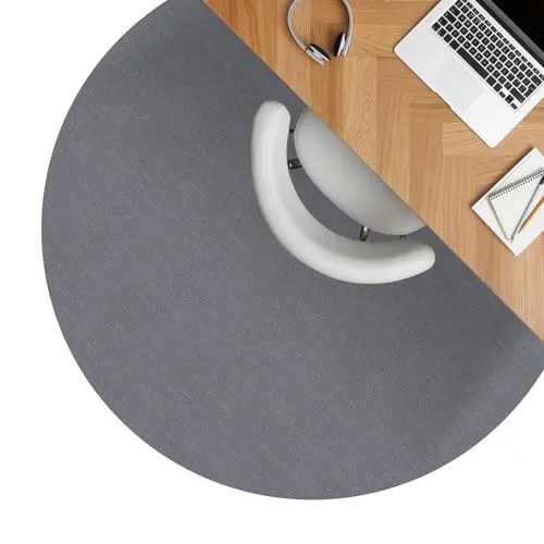 ANRO Bodenschutzmatte Bürostuhl Unterlage Schreibtischstuhl Unterlage Bürostuhl Teppich rutschfeste Bodenmatte für Parkett und Hartböden selbsthaftend Nemesis Rund 150cm Grau