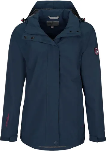 Blue Wave Damen Funktionsjacke Britta - Wasserabweisende Regenjacke mit Mesh-Futter in Marine, Größe 42 - Diese Damen Funktionsjacke bietet optimalen Wetterschutz mit einer Wassersäule von 5000 mm. Winddicht und atmungsaktiv, ideal für Outdoor-Aktivitäten. Praktische Taschen und verstellbare Kapuze sorgen für hohen Komfort.