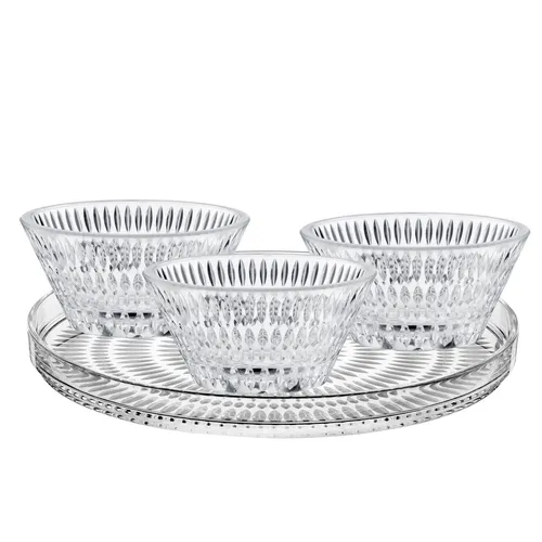 Nachtmann Servierplatte Ethno - 4-teiliges Set aus klarem Glas - Elegante Servierplatte in rundem Design, ideal für Tischkultur & Servieren, hochwertiges 4-teiliges Set mit ISO 9001 Zertifizierung für höchste Qualität.