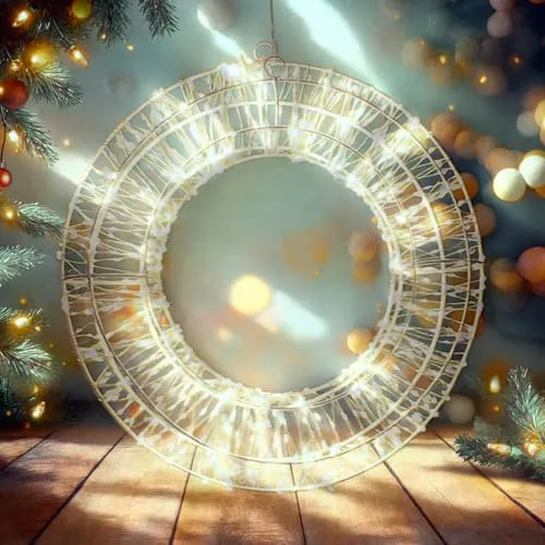 HAGO24 | Lichterkranz | Ø38cm | Warmweiß | Lichterkette | Türkranz | Weihnachtsdeko | 960 LEDs | Metall | Kranz | Deko | Strombetrieben | Timer | Weihnachten | Weihnachtskranz |