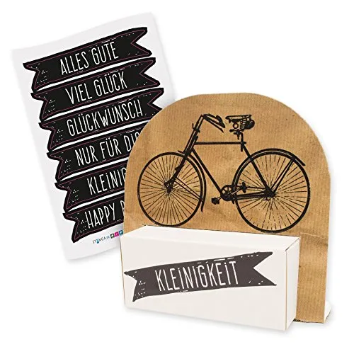 itenga Geldgeschenk oder Gastgeschenkverpackung Fahrrad Vintage mit Stickerbogen aus Karton 12x11,5cm