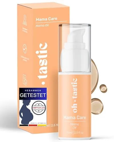 Natürliches Schwangerschaftsöl zur Pflege von Babybauch & Dammbereich – Pflege mit Squalan, Jojoba & Marula gegen Dehnungsstreifen & zur Dammmassage in der Schwangerschaft - ohtastic (75ml)
