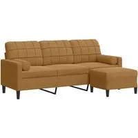 vidaXL 3-Sitzer-Sofa mit Hocker Braun 180 cm Samt - Sofas – Komfortables 3-Sitzer-Sofa mit Hocker aus weichem Samt, ideal zum Entspannen und ein echter Blickfang für jedes Zuhause.