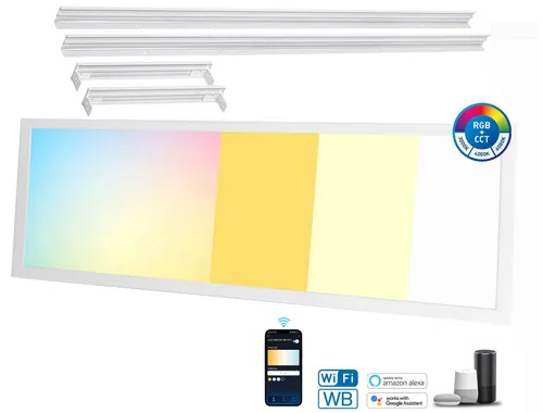Aigostar 120x30-RGB+CCT LED Bluetooth Mesh Smart Deckenleuchte - Moderne 120x30 cm LED Deckenleuchte mit RGB-CCT Farbwechsel, dimmbar via App und Sprachsteuerung, ideal für stimmungsvolle Beleuchtung in jedem Raum.