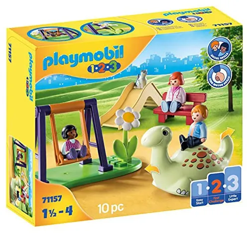 PLAYMOBIL 1.2.3 71157 Spielplatz - Spielfigur Spielsets: Fördert spielerisches Lernen für Kinder ab 1,5 Jahren mit Rutsche, Schaukel und kinderfreundlichem Design ohne verschluckbare Teile.