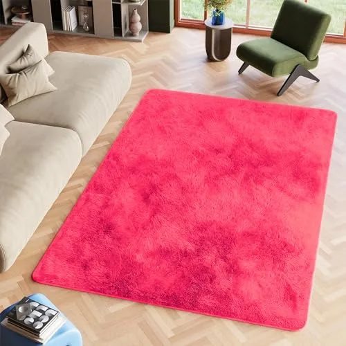 TAPISO Silk Teppich Shaggy rutschfest Pink 120x170 cm
