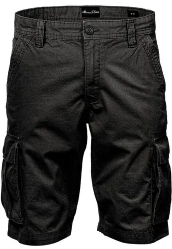 Amaci&Sons Cargoshorts SAUGET Herren Bermuda Shorts Regular Fit Schwarz W38 - Bequeme Cargoshorts für Herren mit seitlichen Eingrifftaschen und Cargo-Taschen. Ideal für Freizeitaktivitäten. Pflegeleicht und aus 100% Baumwolle für hohen Tragekomfort.