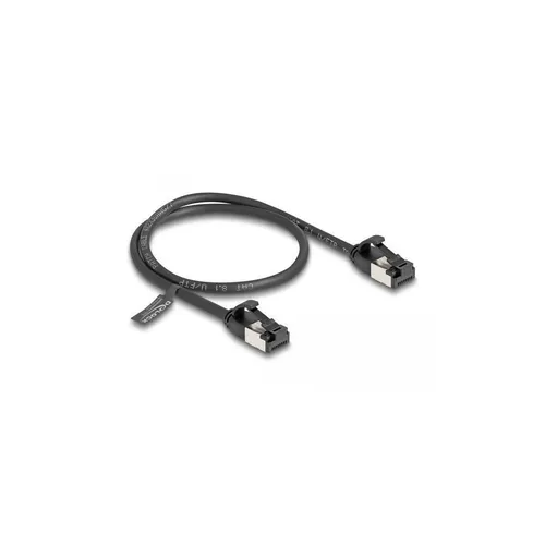 DeLOCK RJ45 Kabel Stecker zu Stecker Cat.8.1 flexibel 0,5 m schwarz, 0,5 m, Cat8.1, U/FTP (STP), RJ-45, RJ-45, Schwarz