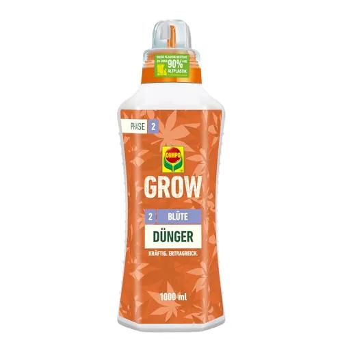 COMPO GROW Blüte Dünger für Spezialkulturen - Dünger für Indoor & Outdoor - Spezialdünger für die Blütephase - mineralisch - 1 l, grün