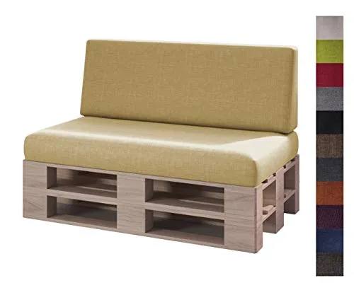 sunnypillow Palettenkissen 2er Set - Sandfarben - Polster für Stühle & Sessel, bequemes Kaltschaumkissen für Innen- und Außenbereich, pflegeleicht und waschbar bei 30 Grad, ideal für gemütliche Palettenmöbel.