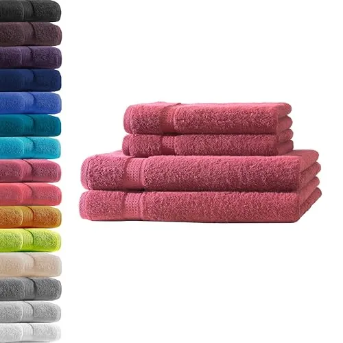 2X Duschtuch + 2X Handtuch | Bordeaux | 100% Baumwolle Premium Qualität - Hochwertige Frottier-Tücher aus 100% Baumwolle mit 500 g/m² für ein luxuriöses Gefühl. Ideal für Zuhause, Sauna oder Sport. Waschbar bis 60° und trocknergeeignet.