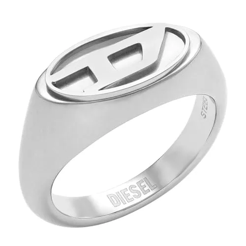 Diesel Fingerring Schmuck Edelstahl Siegelring 20 - Edelstahl-Signet-Ring in silberfarben, 19,06 mm breit, ideal für jeden Anlass – Büro, Urlaub oder Feier. Perfektes Geschenk mit modernem, casual Stil!