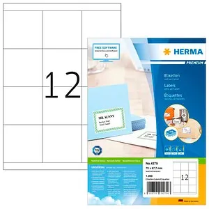 Herma 4279 Universal Etiketten, 100 Blatt - Vielzweck-Etiketten in Weiß, selbstklebend und permanent, ideal für vielseitige Anwendungen im Büro oder zu Hause.