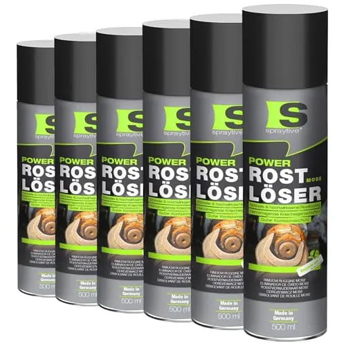 Spraytive 6 x 500ml Power Rostlöser MoS₂ Spray – Hochwirksamer Rostentferner mit Festschmierstoff – Kriechfähig, reibungsarm, korrosionsschützend – Für KFZ, Werkstatt & Industrie – Made in Germany
