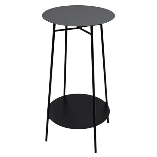 Spetebo Metall Beistelltisch schwarz rund mit 2 Ablagen - Klappbar und vielseitig einsetzbar - Moderner Beistelltisch (60 x 35 cm) aus stabilem Metall. Mit 2 Ablageflächen ideal für Pflanzen, Deko oder als Telefontisch. Klappbar für platzsparende Aufbewahrung und einfache Montage.