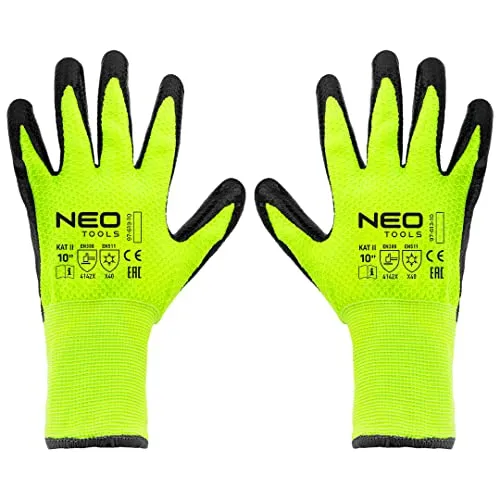 NEO TOOLS Isolierte Arbeitshandschuhe, latexbeschichtetes Polyester, 4142X, abriebfest, schnittfest mit scharfen Gegenständen, reißfest, rutschfeste Beschichtung; Größen 8-10 (size 8)