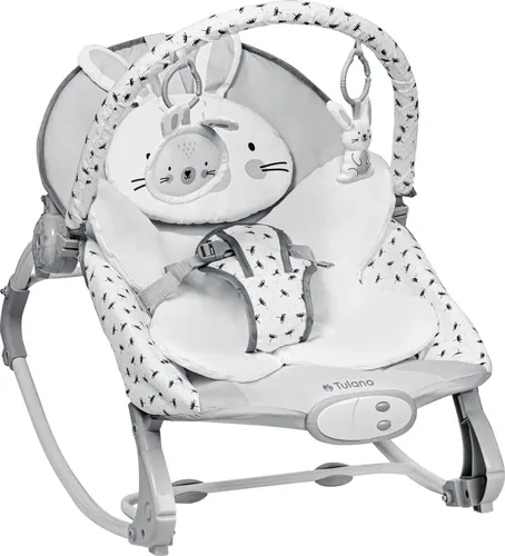 TULANO Cloe 35 Rabbit | Babywippe Schaukelwippe Babyschaukel Spielbogen Babywiege Liege | Grau