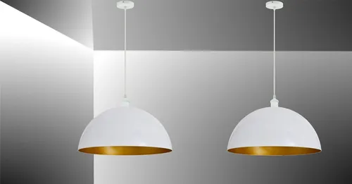 TRANGO LED Pendelleuchte 2er Set VINTOS – Retro Hängelampe Weiß-Gold - Stilvolle 2-flammige Pendelleuchte im Retro-Design, ideal für Innenräume. Inklusive 2x E27 LED Leuchtmittel, sorgt für gemütliches Licht und dekorative Akzente.