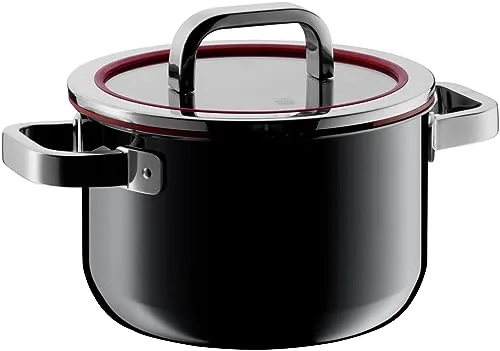 WMF Fusiontec Kochtopf 20 cm mit Glasdeckel - Hochwertiger Fleischtopf, Induktionsherd-geeignet, mit integrierter Abgießfunktion im Glasdeckel. Ideal für schonendes Kochen und gleichmäßige Wärmeverteilung.