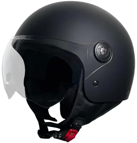 Jethelm RALLOX 229 Motorradhelm Größe XL Rollerhelm mit Visier Chopperhelm schwarz matt