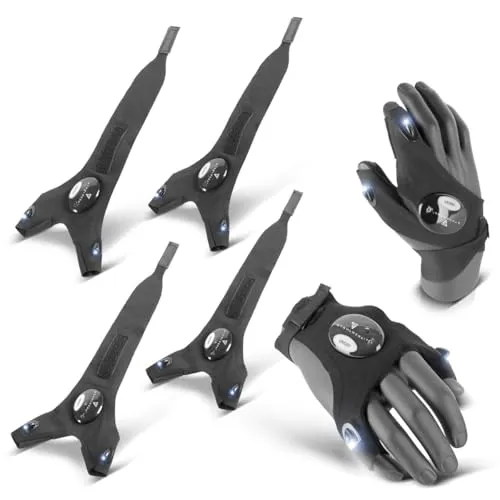 STAHLWERK LED-Handschuhe 2er Set – Taschenlampe für freie Hände - Praktische LED-Handschuhe für optimale Beleuchtung bei Reparaturen und Aktivitäten. Mit verstellbarem Klettverschluss und spritzwasserdichtem Material – ideal für Dunkelheit und schlechte Lichtverhältnisse.