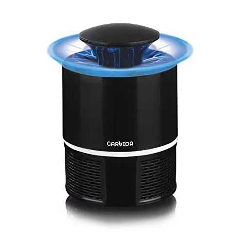 GARVIDA Insekten-Falle - Ohne Chemie | LED-Licht lockt Insekten - Großer Wirkungsradius | Ventilators saugt die Insekten in den Auffangbehälter | Insekten werden schnell & leise eingefangen [schwarz]