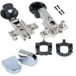 MS Beschläge 1 Paar Stahl Schrankscharniere Glastürscharnier Topfband Ø 26mm Eckanschlag Oval