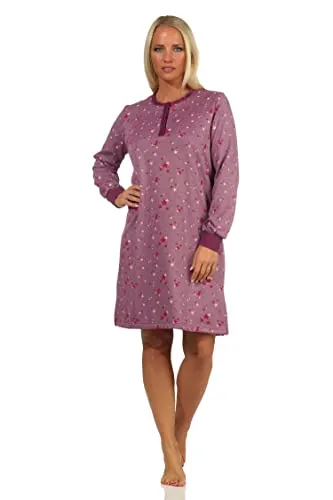 NORMANN Damen Frottee Nachthemd mit Bündchen von Normann