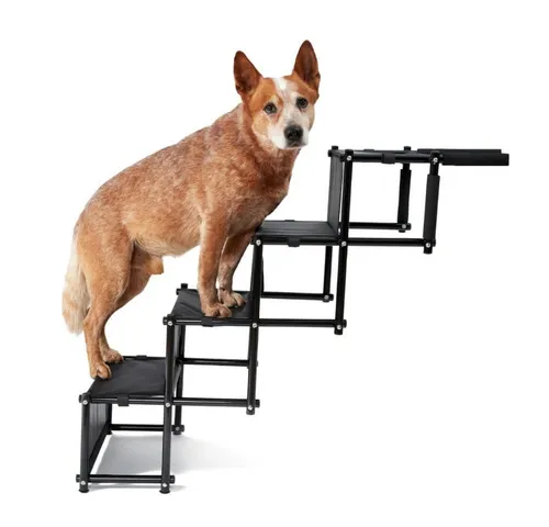 Piupet Haustiertreppe Hundetreppe - Mobile Einstiegshilfe für Hunde - Tiertreppen - Perfekte Lösung für große, kranke & alte Hunde, bietet Sicherheit beim Ein- und Ausstieg aus dem Auto und ist klappbar für platzsparende Aufbewahrung.